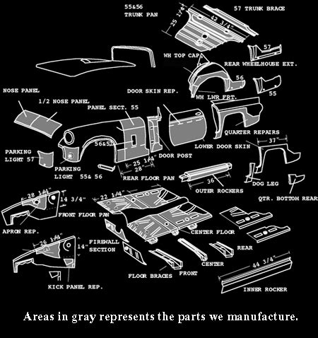 55 thunderbird sheet metal parts|ford thunderbird exterior panels.